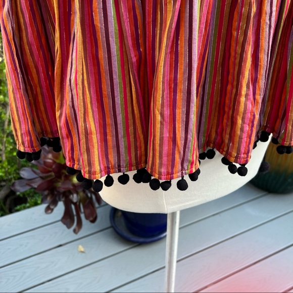 AMARYLLIS Stripe Top Cotton and Lurex Pom Pom Bottom Hem and Sleeve Size XS - Picture 4 of 9